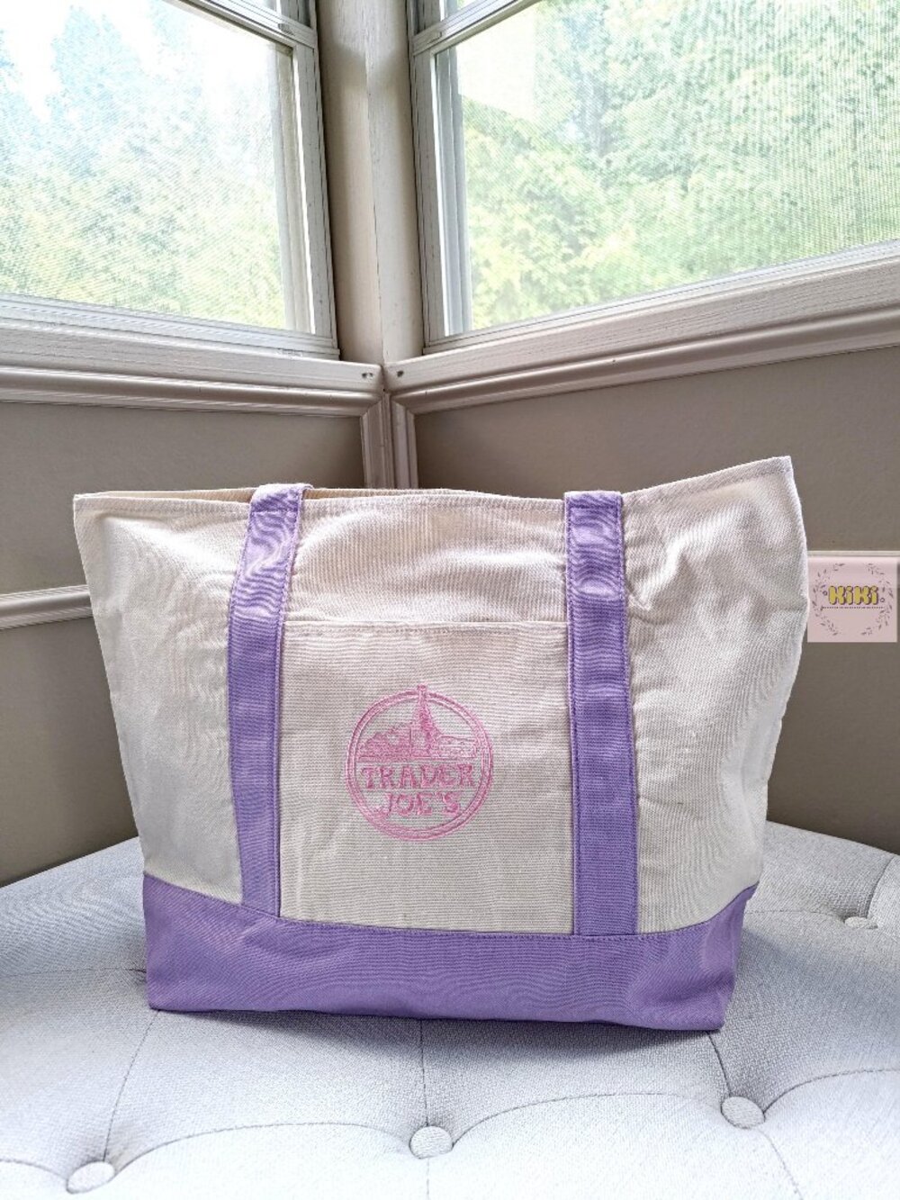 Trader Joe's Lavender Canvas Tote Bag